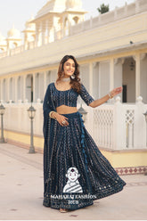 π Faux Blooming Lehenga Choli Set with Sequins & Thread Embroidery Work β Includes Matching Dupatta